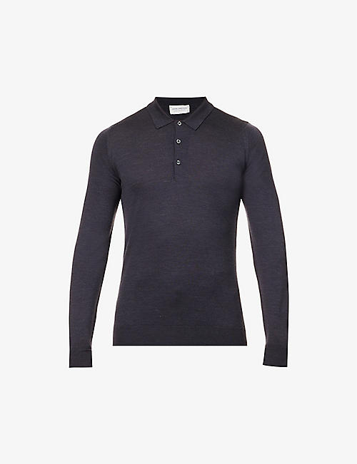 JOHN SMEDLEY: Belper long-sleeved wool polo shirt