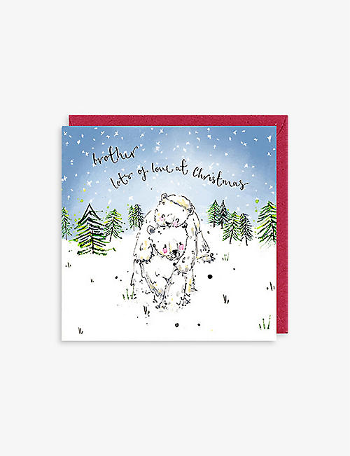 LOUISE MULGREW: Brother Lots of Love at Christmas greetings card 15cm x 15cm