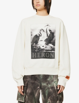 HERON PRESTON Halftone Heron graphic-print cotton sweatshirt