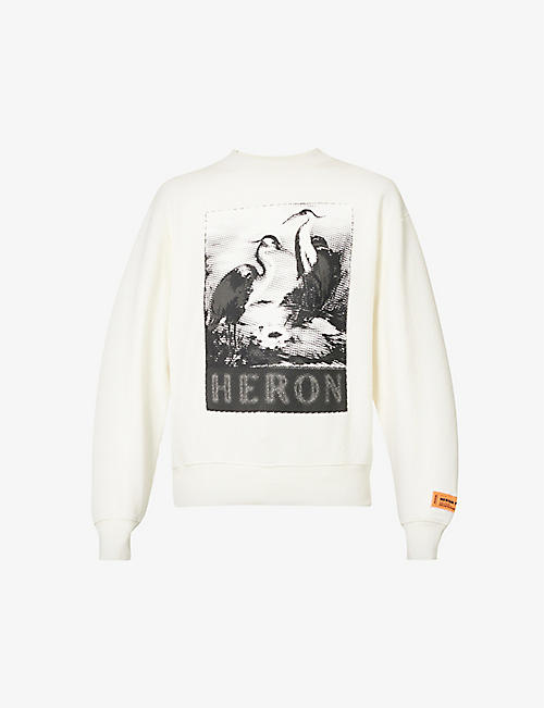 HERON PRESTON: Halftone Heron graphic-print cotton sweatshirt