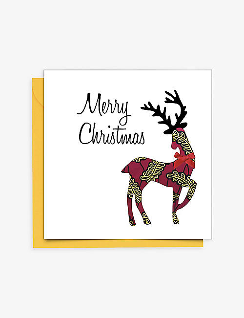 AFROTOUCH DESIGN: An Afrocentric Reindeer Christmas card 15.2cm x 15.2cm