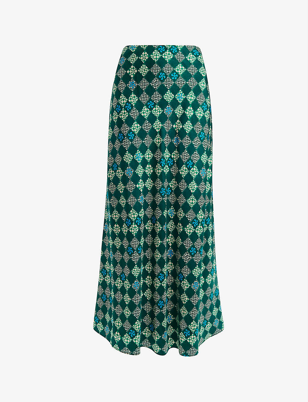 Whistles Silk Checkerboard Bias Skirt In Multi-coloured