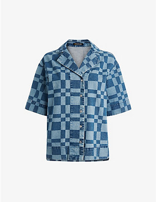 WHISTLES: Billie checkerboard denim shirt