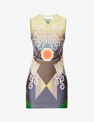 CONNER IVES: Video Girl patterned recycled polyester-blend mini dress