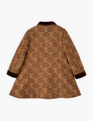 GUCCI Look monogram-embroidered wool-blend coat 4 years