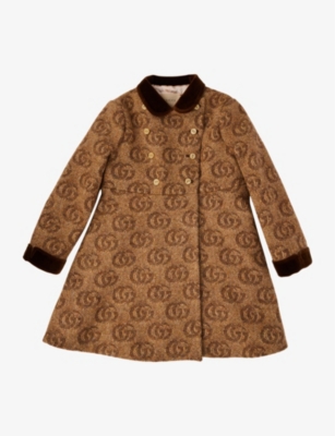 GUCCI Look monogram-embroidered wool-blend coat 4 years