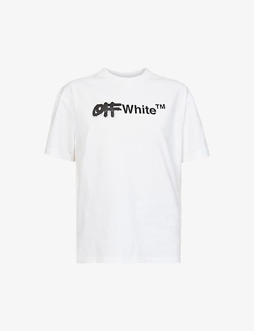 OFF-WHITE C/O VIRGIL ABLOH：Spray徽标印花平纹针织棉 T 恤