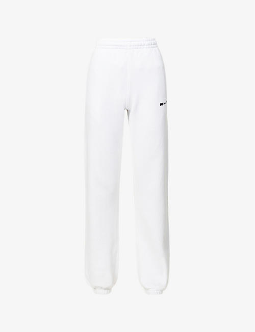 OFF-WHITE C/O VIRGIL ABLOH: Spray logo-print high-rise cotton-jersey jogging bottoms