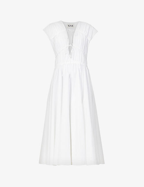 TOVE: Ceres smocked organic cotton-poplin maxi dress