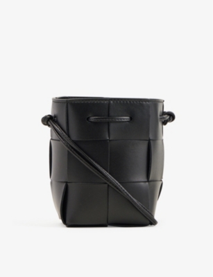 Bottega Veneta Mini Cassette Leather Bucket Bag In Black