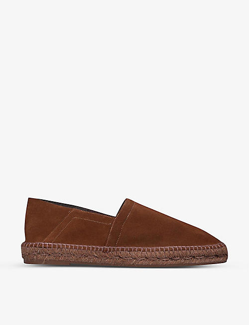 TOM FORD: Barnes stitch-detail suede and leather espadrilles