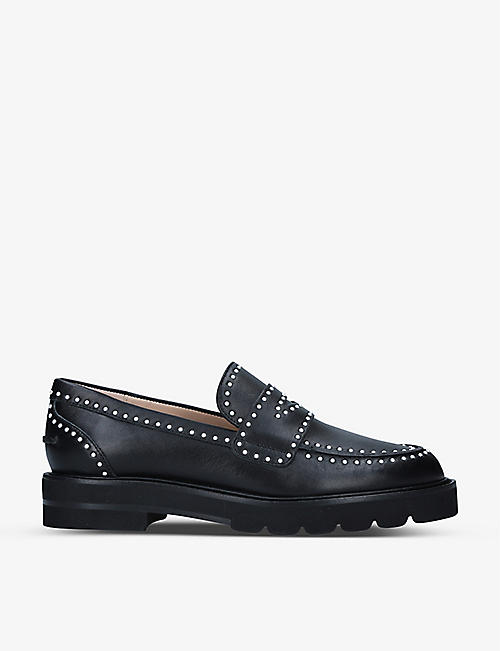 STUART WEITZMAN: Parker faux pearl-embellished leather loafers