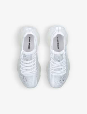 STEVE MADDEN WHITE MAXIMA R STUDDED TEXTILE TRAINERS EUR 30 / 12 UK