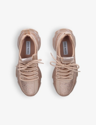 STEVE MADDEN: Maxima-R crystal-embellished woven low-top trainers