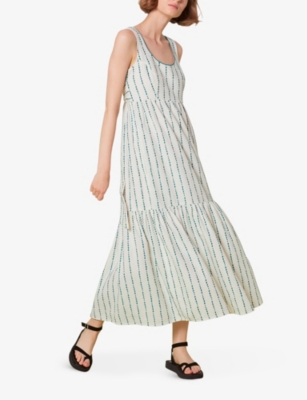 Shop Whistles Womens Multi-coloured Marin Embroidered Cotton Midi Dress