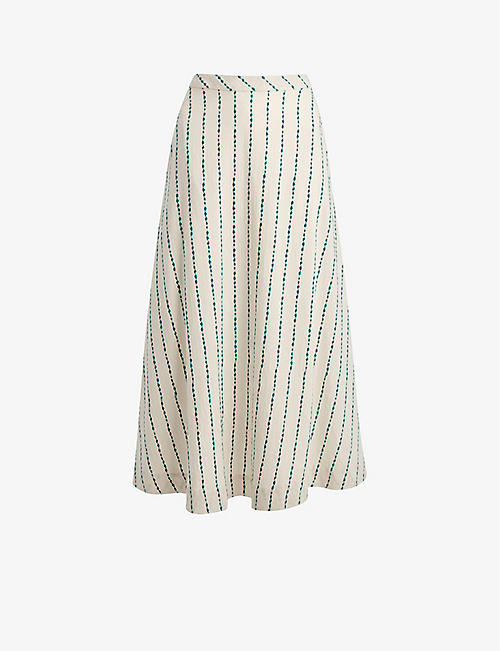 WHISTLES: Mari embroidered cotton circle maxi skirt