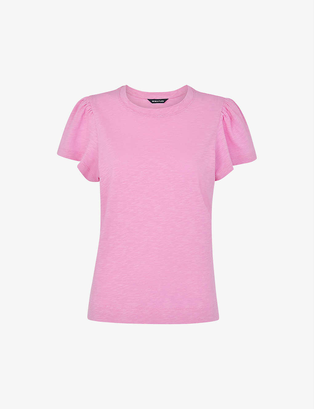 Whistles Womens Pink Frill Sleeve-detail Cotton-jersey T-shirt