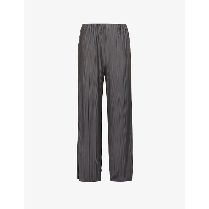 Samsoe & Samsoe Uma Relaxed-fit Stretch-recycled-polyester Trousers In Gray Pinstripe