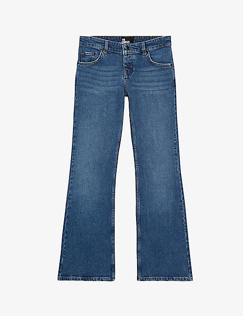 THE KOOPLES: Faded-wash bootcut mid-rise stretch-denim jeans