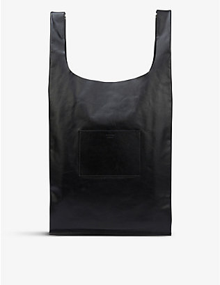 JIL SANDER: Market brand-debossed leather tote bag