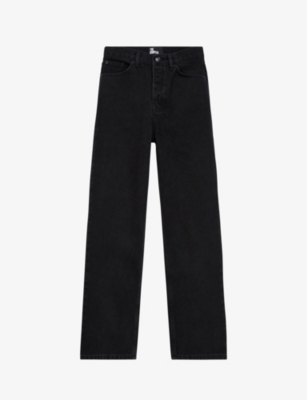 The Kooples Straight-leg Cropped Mid-rise Jeans In Black