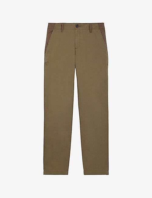 THE KOOPLES: Contrast-panels straight-leg high-rise cotton trousers