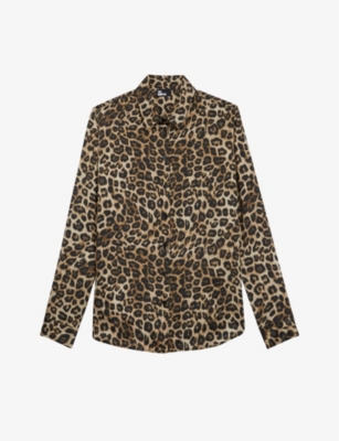 THE KOOPLES THE KOOPLES WOMEN'S LEO01 LEOPARD-PRINT SILK SHIRT,58603056