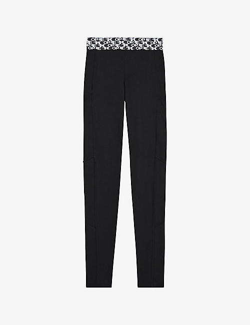 THE KOOPLES: Logo-waistband mid-rise stretch-woven leggings