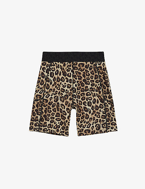 THE KOOPLES: Leopard-print mid-rise stretch-woven cycling shorts
