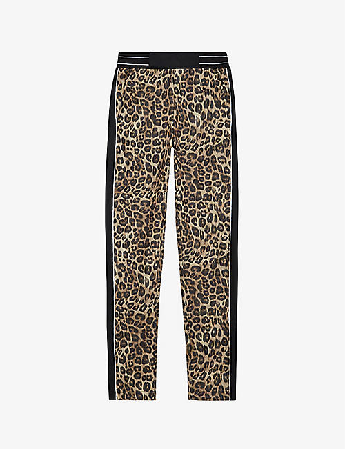 THE KOOPLES: Leopard-print side-stripe woven jogging bottoms