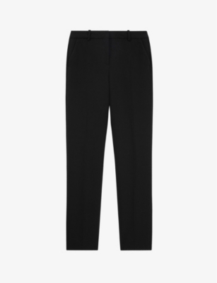 The Kooples Tapered-leg Mid-rise Wool Trousers In Bla01