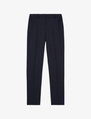 The Kooples Straight-leg Tailored Stretch-woven Trousers In Blue