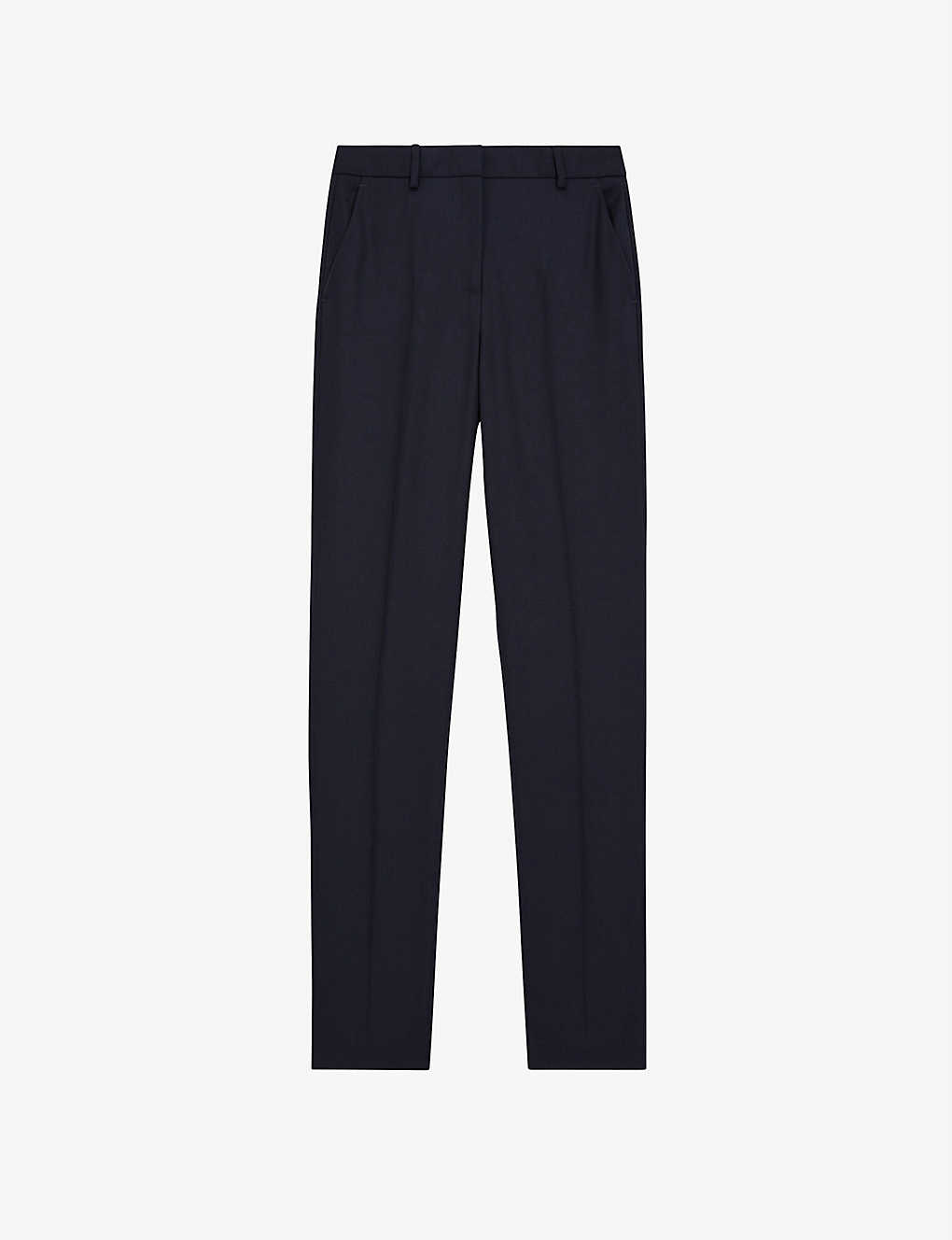 The Kooples Straight-leg Tailored Stretch-woven Trousers In Blue