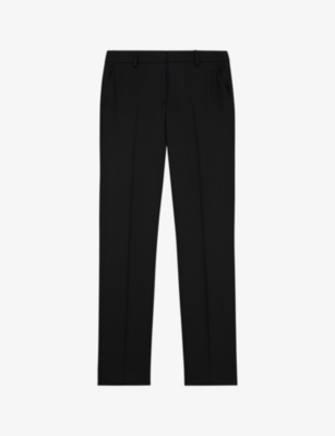 The Kooples Tailored Slim-fit Mid-rise Wool Trousers In Bla01