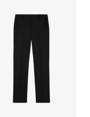 The Kooples Tailored Slim-fit Mid-rise Wool Trousers In Bla01