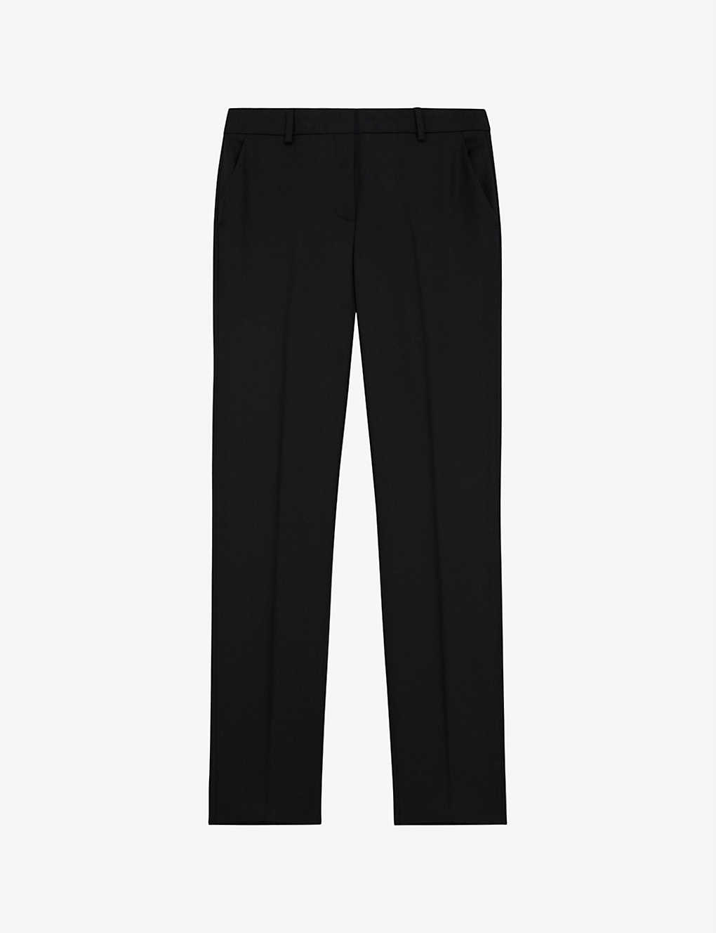 The Kooples Tailored Slim-fit Mid-rise Wool Trousers In Bla01