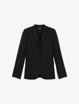 The Kooples Womens Black Single-breasted Wool Blazer