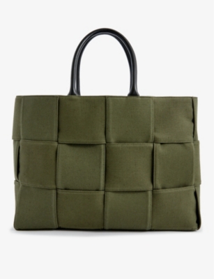 Bottega Veneta Intrecciato Leather Shoulder Bag, Bag, Green - Black