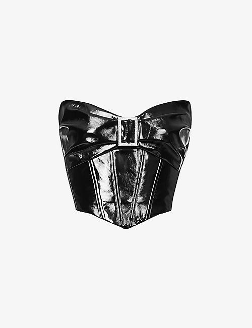 ROZIE CORSETS: Lacquer faux-leather corset top