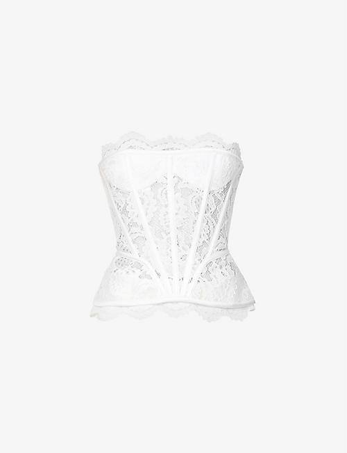 ROZIE CORSETS: Floral semi-sheer stretch-lace corset top