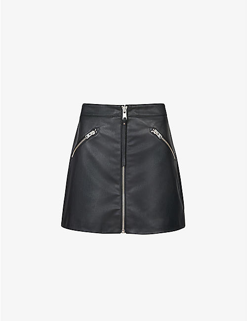 ALLSAINTS: Piper zipped faux-leather mini skirt