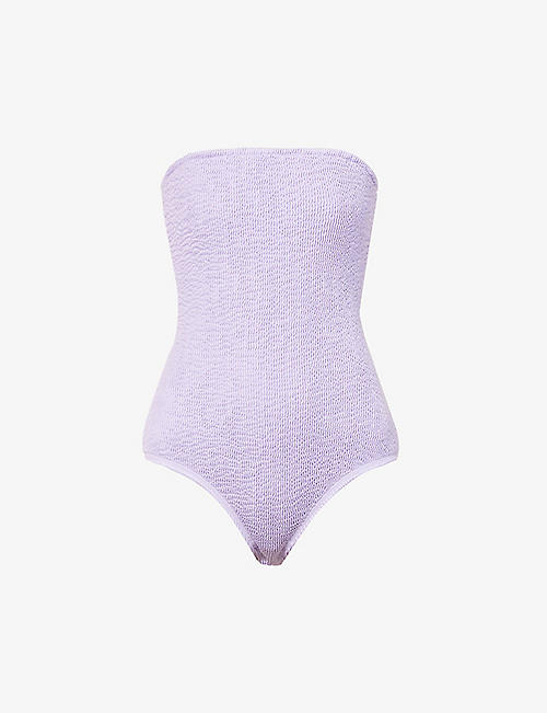 BOTTEGA VENETA: Crinkle-texture strapless swimsuit
