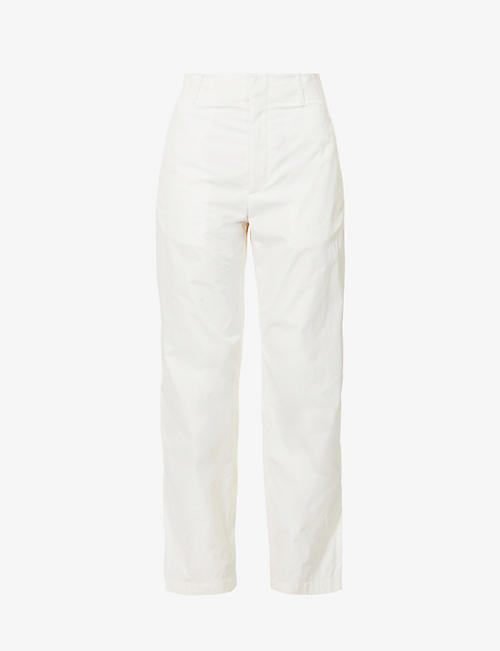 BOTTEGA VENETA: Compact wide-leg high-rise cotton-blend trousers