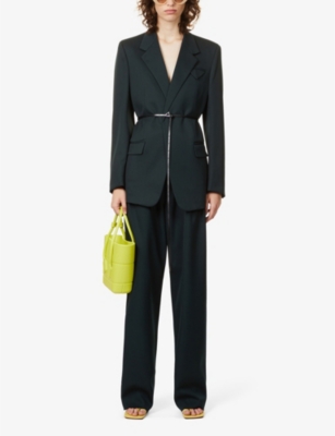 BOTTEGA VENETA Notched-lapel padded-shoulder wool-blend blazer