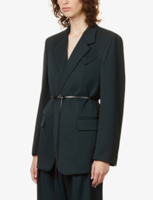 BOTTEGA VENETA Notched-lapel padded-shoulder wool-blend blazer