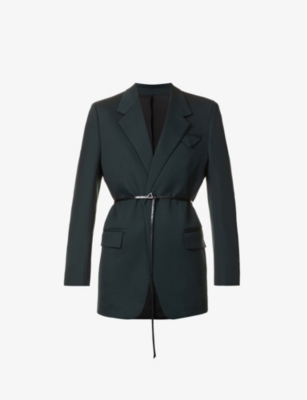 BOTTEGA VENETA Notched-lapel padded-shoulder wool-blend blazer