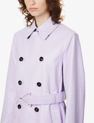 BOTTEGA VENETA Logo-buckle belted leather coat