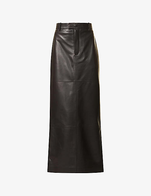 BOTTEGA VENETA: Darted mid-rise Nappa leather maxi skirt