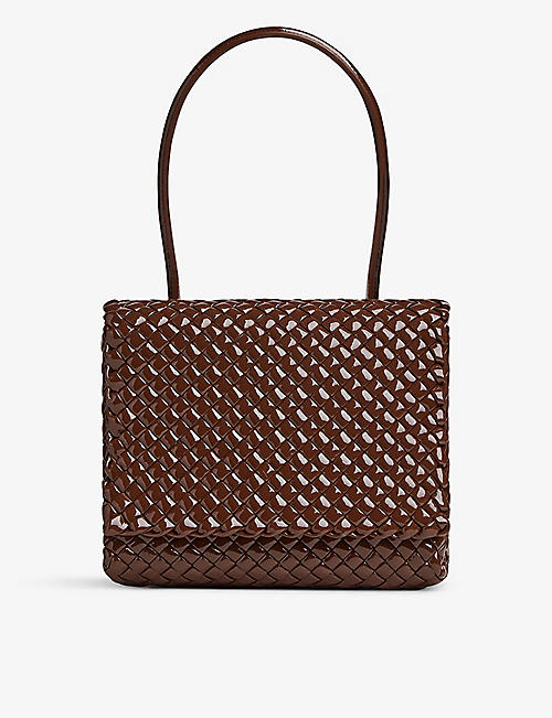 BOTTEGA VENETA: Patti intrecciato-weave leather top-handle bag