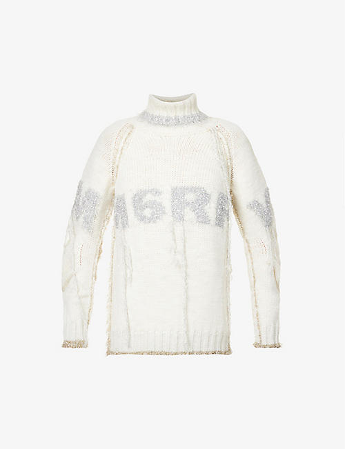 MM6 MAISON MARGIELA: Brand-embroidered relaxed-fit knitted jumper